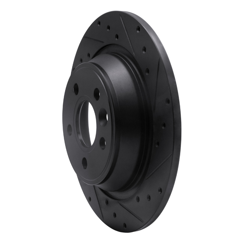 Ford Focus RS Brake Rotor (1) - Rear Right - R1 Concepts - Drilled & Slotted - Black - `09-`15